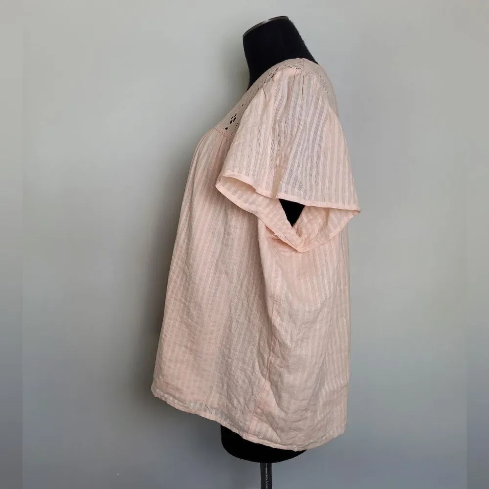 Ella Moss Pink Blouse Top Plus Size XXL Lace Cottagecore Flounce Romantic Girly - Picture 3 of 12